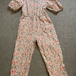 Floral Jumpsuit with Puff Sleeves